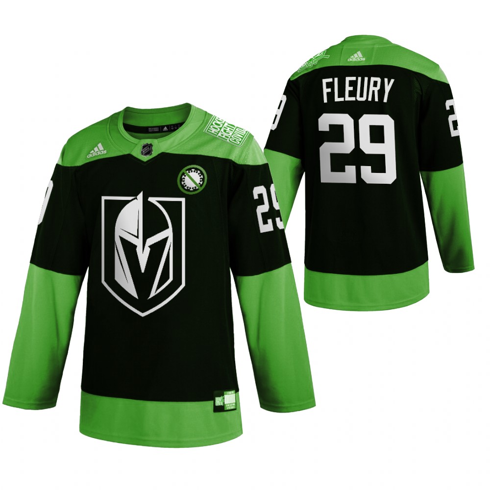 Vegas Golden Knights 29 Marc-Andre Fleury Men Adidas Green Hockey Fight nCoV Limited NHL Jersey